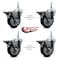 Service Caster 4 Inch Black Polyurethane 38 Inch Threaded Stem Caster Set with Brake SCC-TS20S414-PPUB-BLK-PLB-381615-4 - alternate 2